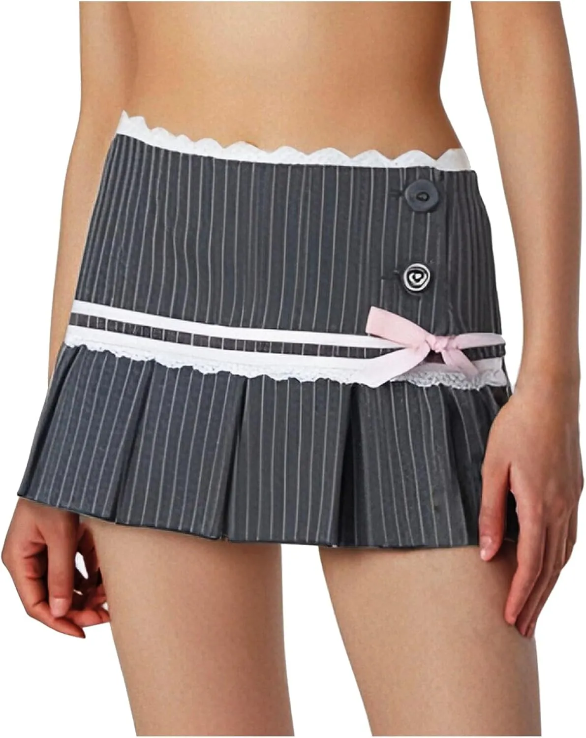 Women's Striped Ribbon Bow Pleated Skirt A Line Skirts for Women Mini Women's Skort