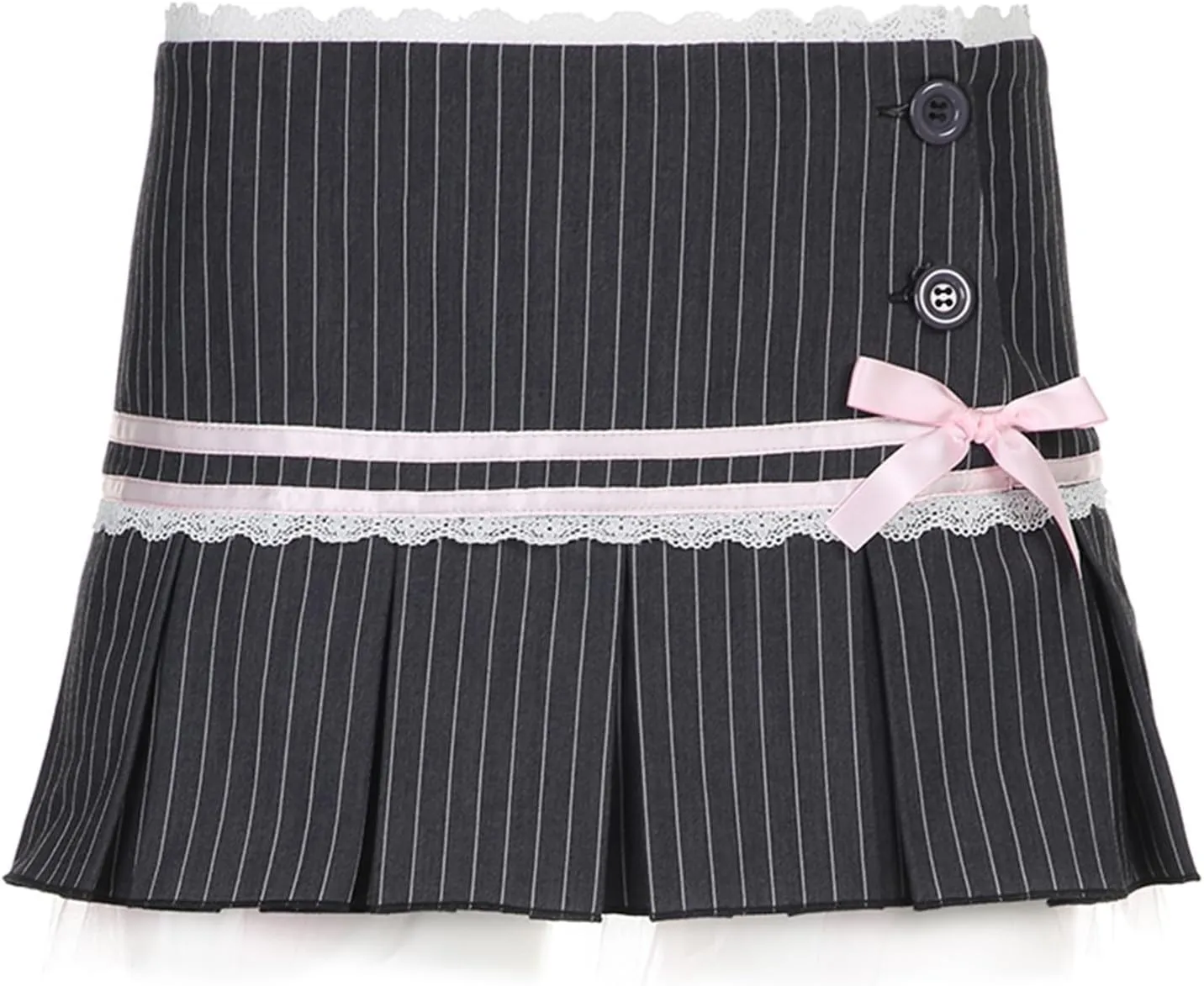Women's Striped Ribbon Bow Pleated Skirt A Line Skirts for Women Mini Women's Skort