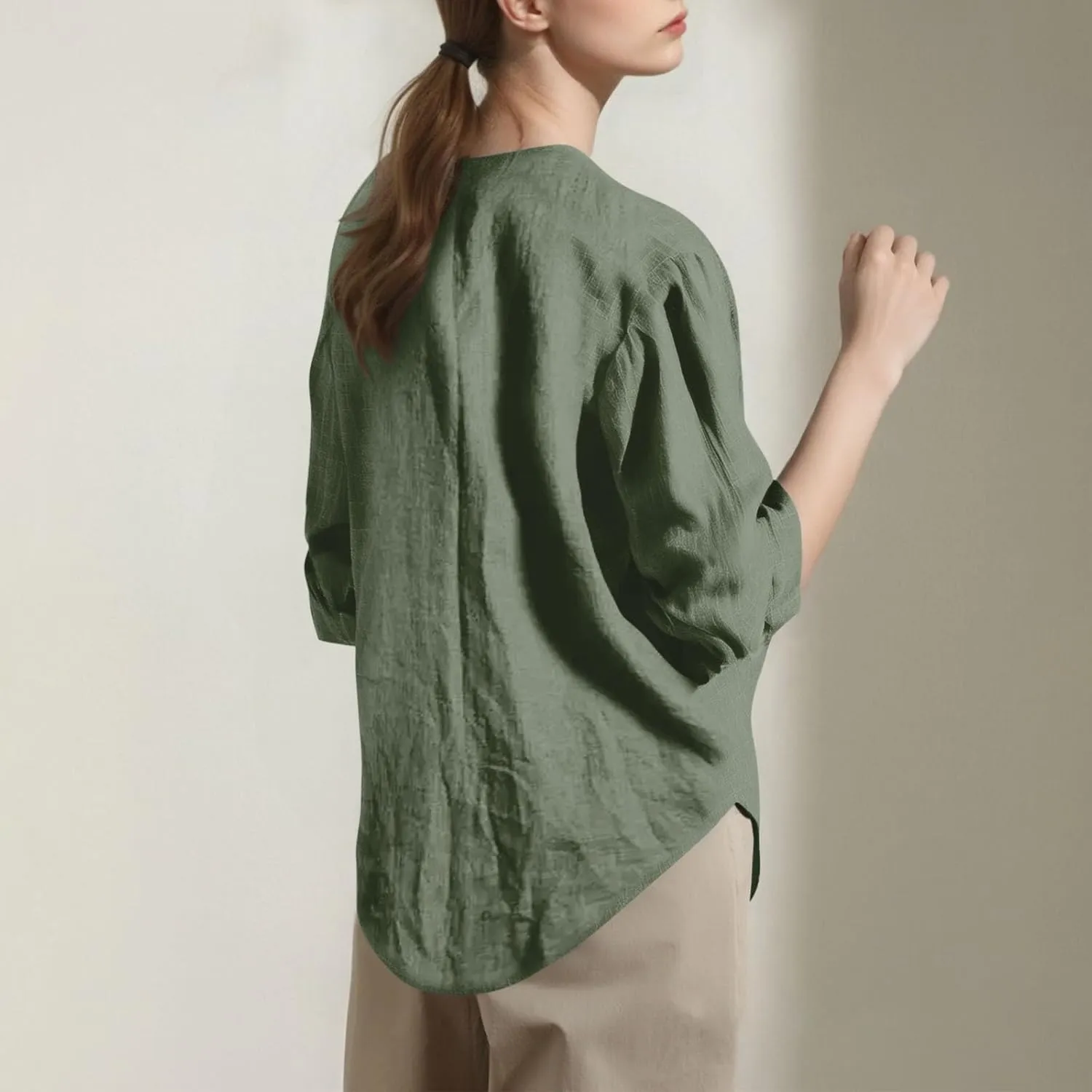 Womens Summer Cotton Linen Cardigans Lightweight Coverup Casual Loose Long Sleeve Open Front Shirt Tops Beach Cover Ups