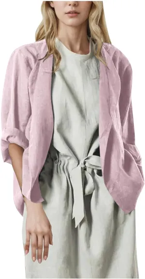 Womens Summer Cotton Linen Cardigans Lightweight Coverup Casual Loose Long Sleeve Open Front Shirt Tops Beach Cover Ups