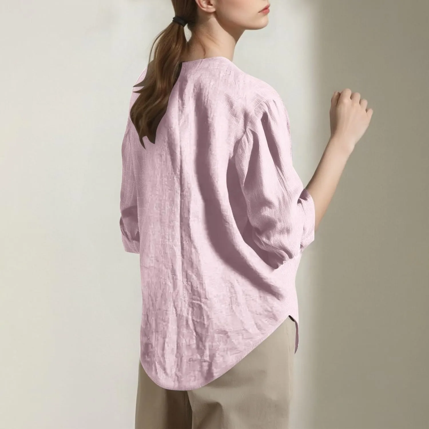Womens Summer Cotton Linen Cardigans Lightweight Coverup Casual Loose Long Sleeve Open Front Shirt Tops Beach Cover Ups