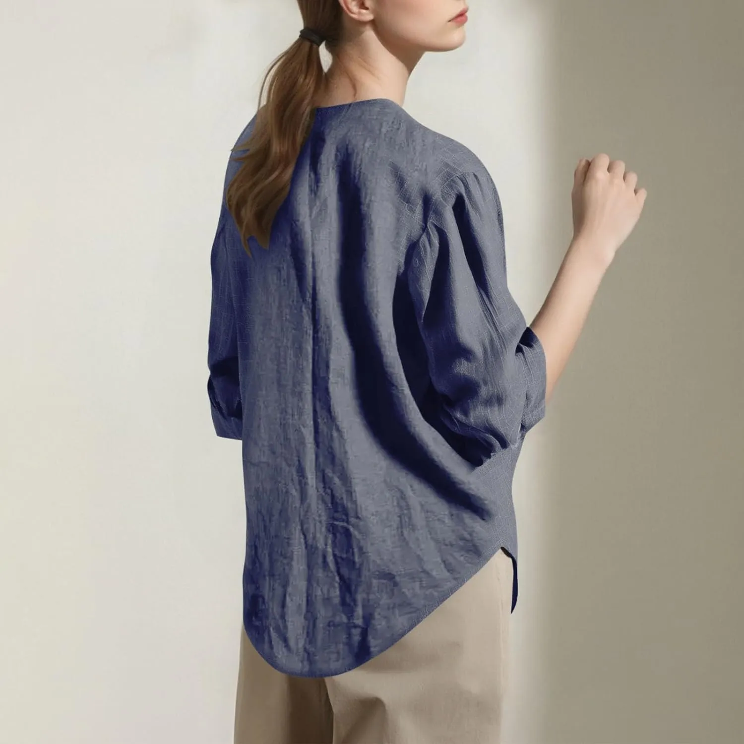 Womens Summer Cotton Linen Cardigans Lightweight Coverup Casual Loose Long Sleeve Open Front Shirt Tops Beach Cover Ups