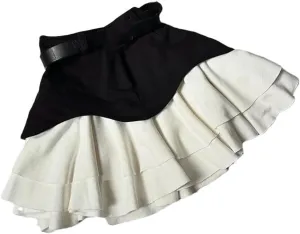 Women's Summer High Waist A Line Washed Denim Mini Skirts Ruffle Patchwork Denim Skirts