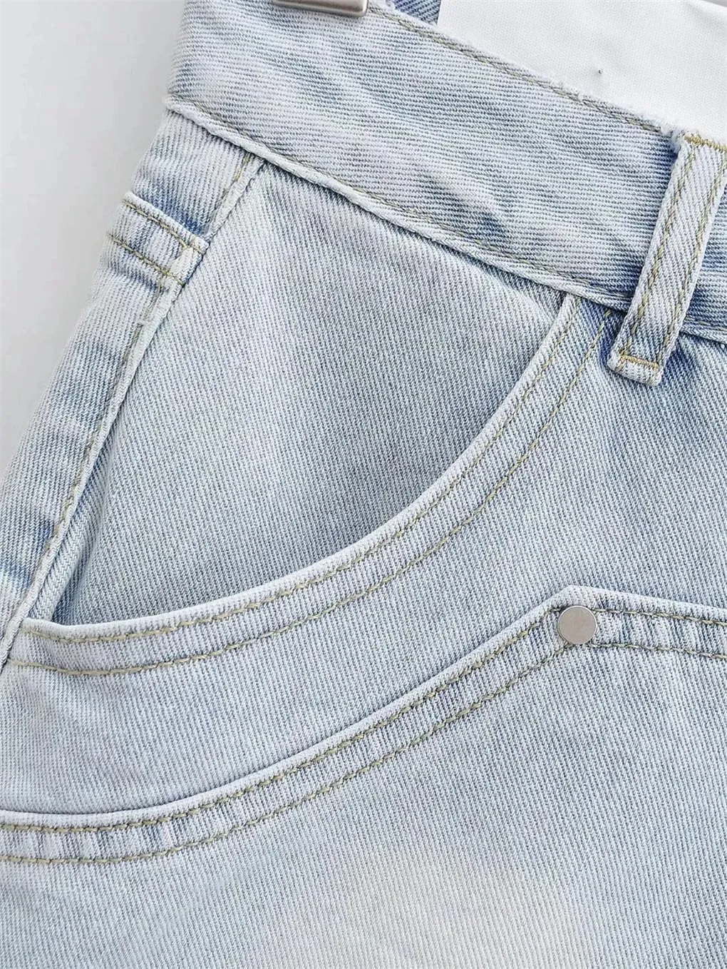 Women's Summer Sexy Slim Denim Mini Skirts High Waist Wrap Hip Denim Skirts with Pocket