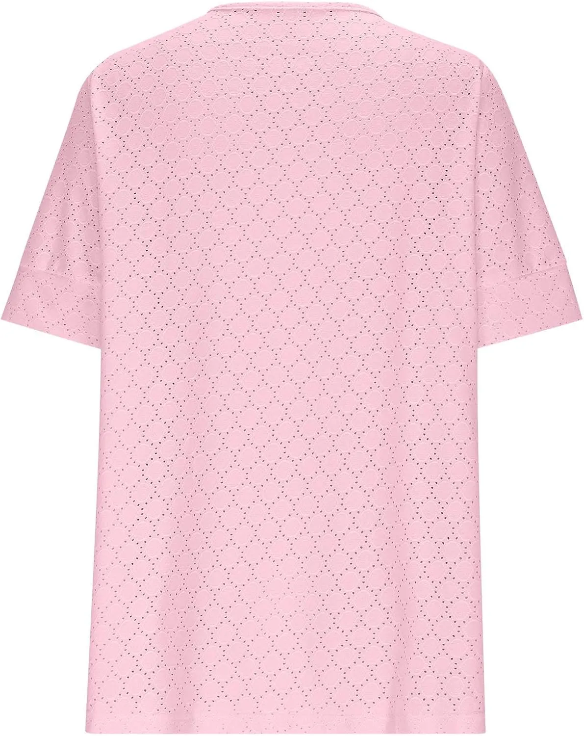 Womens Summer Tops Casual Eyelet Breathable Comfy Fake Two-Piece Spliced T-Shirts Boat Neck Short Sleeves Tees