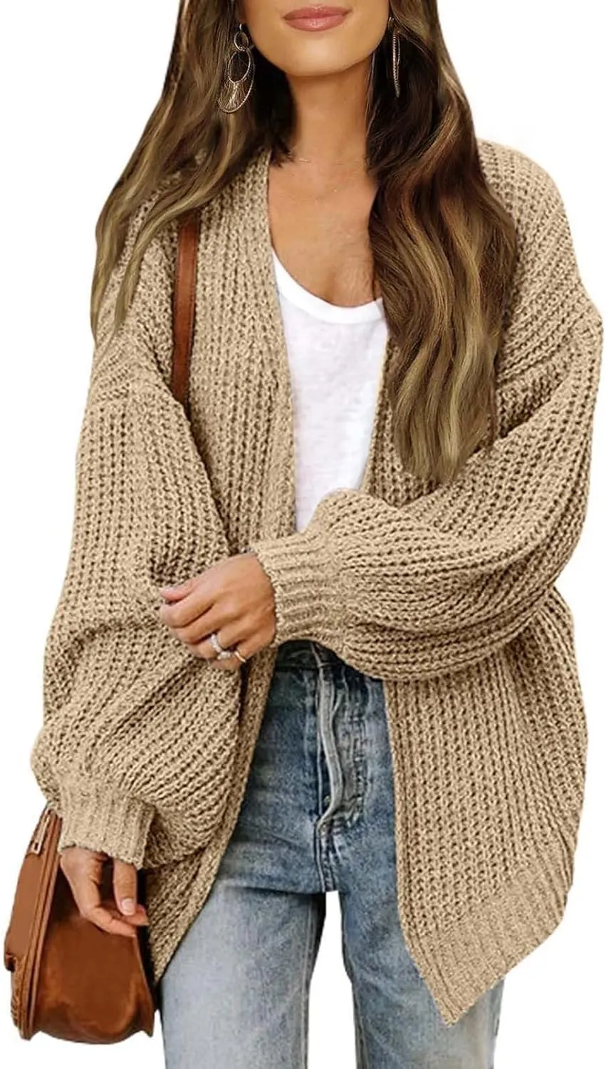 Women's Sweaters Cardigan Open Front Knit Sweater Winter Cardigans Soft Sweaters for Women Trendy Soft Coat