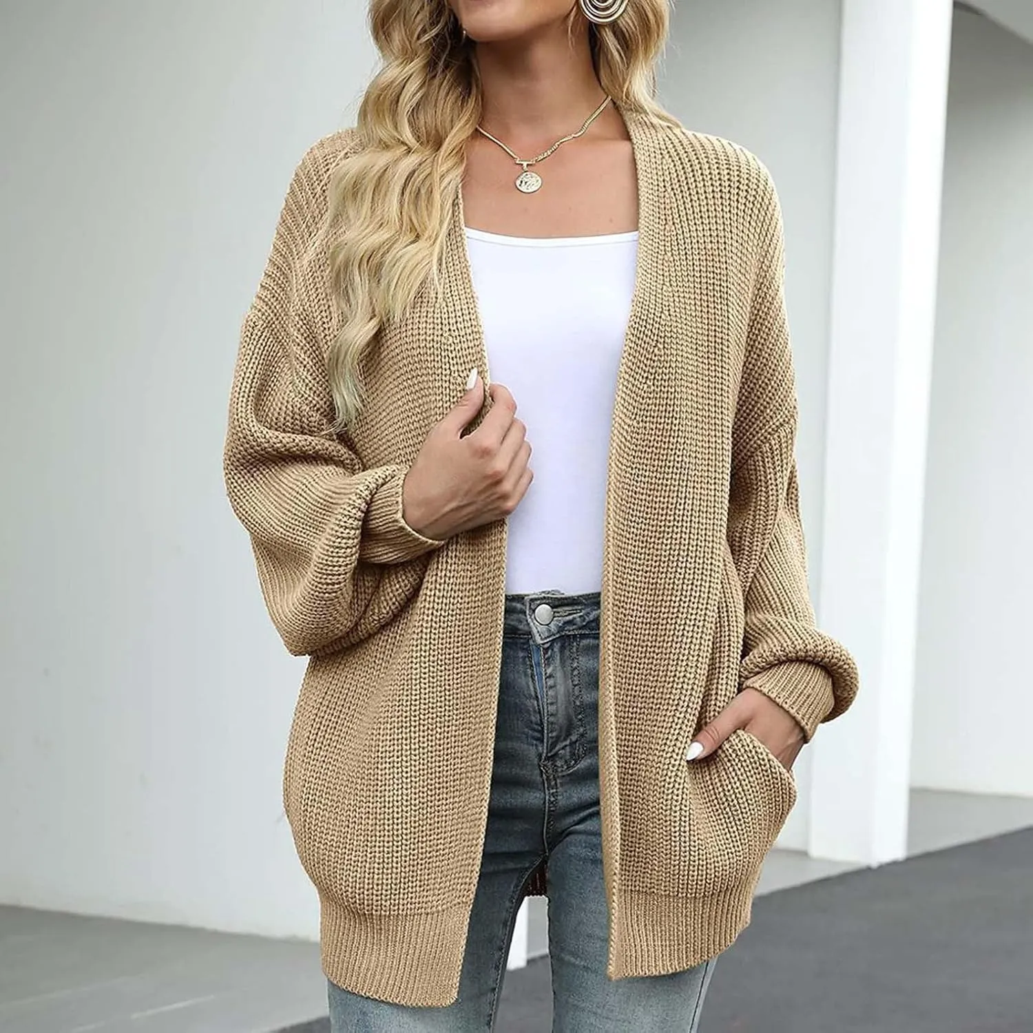 Women's Sweaters Cardigan Open Front Knit Sweater Winter Cardigans Soft Sweaters for Women Trendy Soft Coat