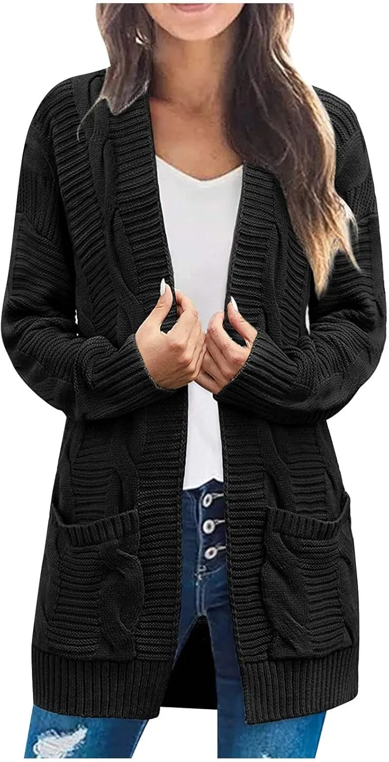 Women's Sweaters Cardigan Open Front Knit Sweater Winter Cardigans Soft Sweaters for Women Trendy Soft Coat