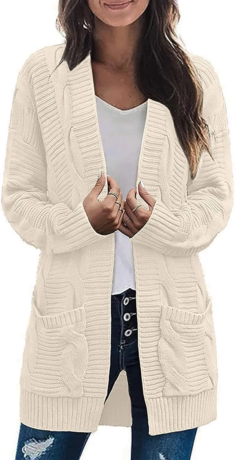 Women's Sweaters Cardigan Open Front Knit Sweater Winter Cardigans Soft Sweaters for Women Trendy Soft Coat