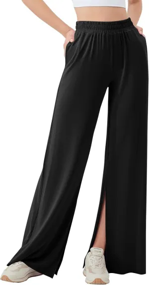 Women's Sweatpants Wide Leg Thermal Winter Warm Workout 2025 Trendy Casual Baggy Lounge Sweat Pants with Pockets