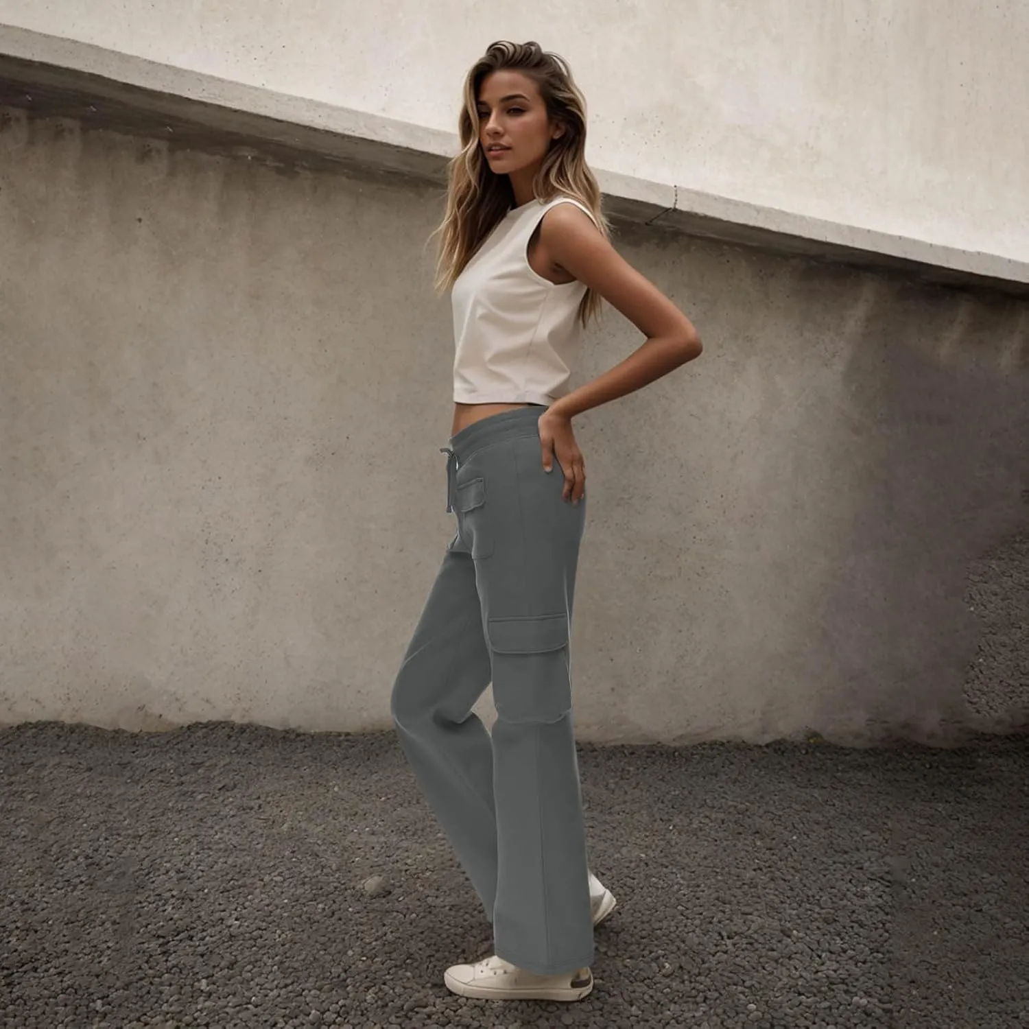 Women's Sweatpants Wide Leg Thermal Winter Warm Workout 2025 Trendy Casual Baggy Lounge Sweat Pants with Pockets
