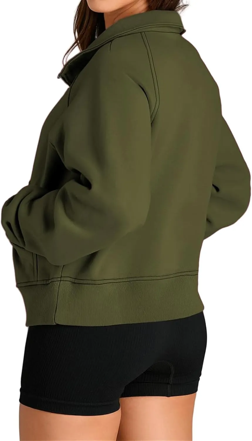 Womens Sweatshirt Half Zip Pullover Fleece Hoodie Quarter Zipper Cropped Sweatshirt Fall Outfits Clothes Thumb Hole