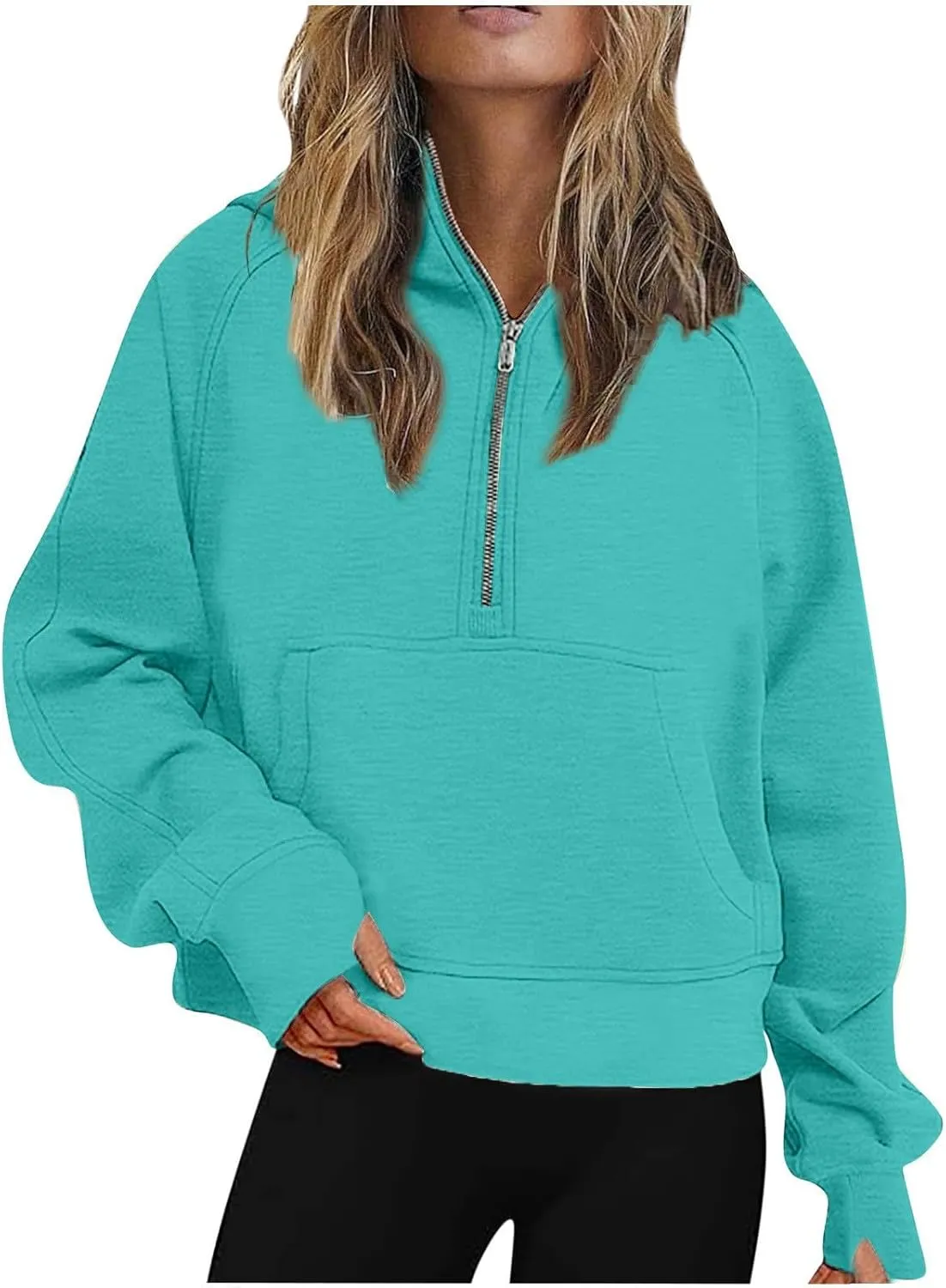 Womens Sweatshirt Womens Sweatshirts Half Zip Cropped Pullover Fleece Quarter Zipper Hoodies Fall Outfits