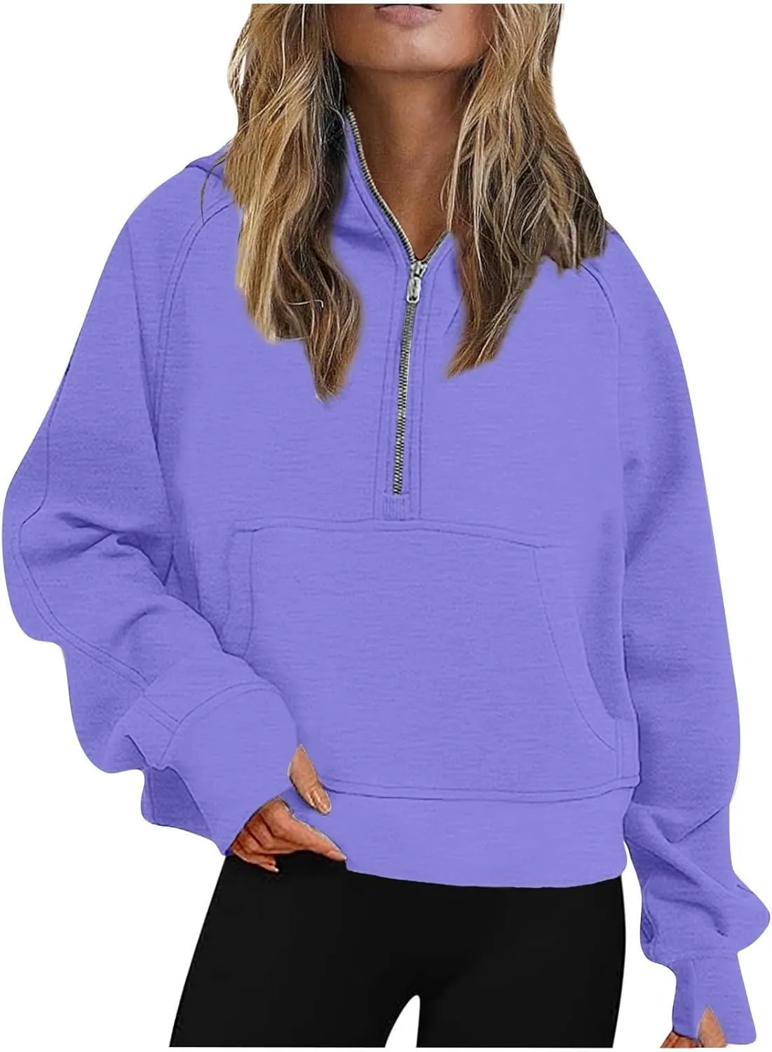 Womens Sweatshirt Womens Sweatshirts Half Zip Cropped Pullover Fleece Quarter Zipper Hoodies Fall Outfits
