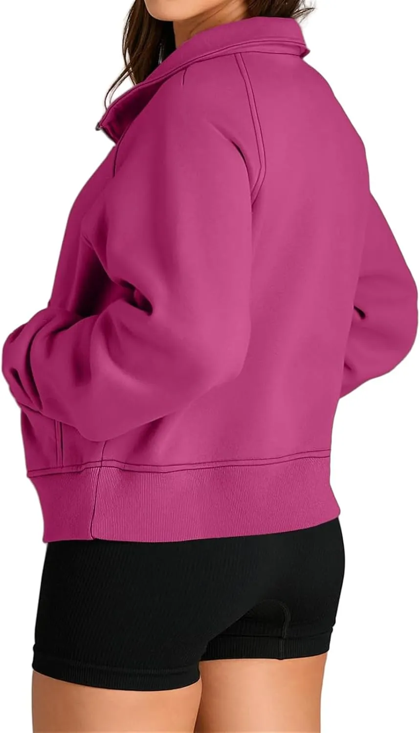 Women's Sweatshirts Half Zip Cropped Pullover Fleece Quarter Zipper High Neck Fall Fashion Outfits Clothes