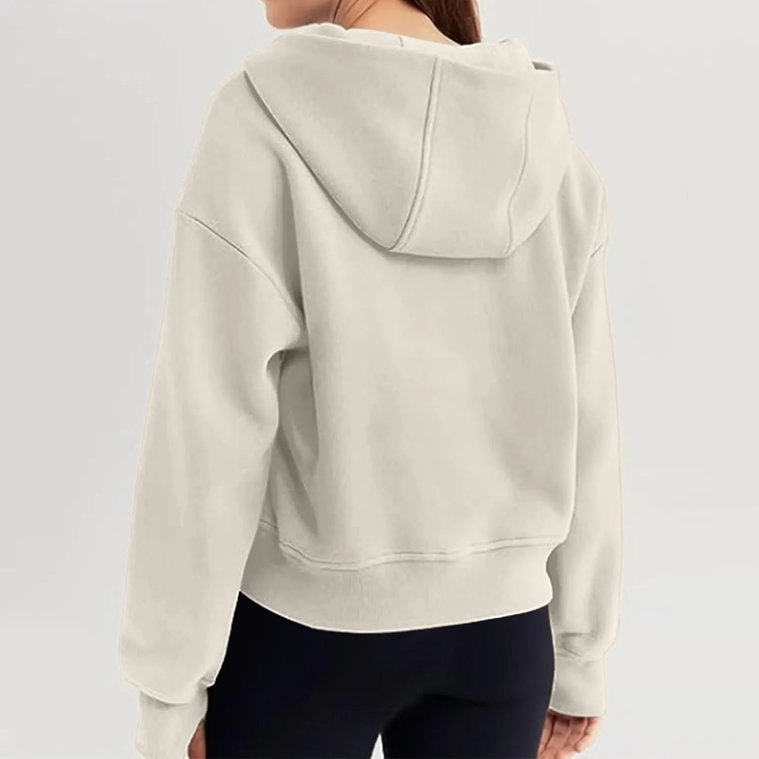 Womens Sweatshirts Half Zip Cropped Pullover Fleece Quarter Zipper Hoodies 2024 Fall Fashion Outfits Clothes