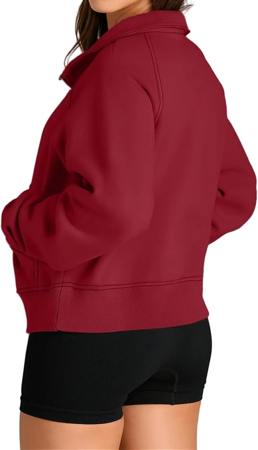 Womens Sweatshirts Half Zip Cropped Pullover Fleece Quarter Zipper Hoodies Y2k Fashion Outfit Fall Clothes with Pocket