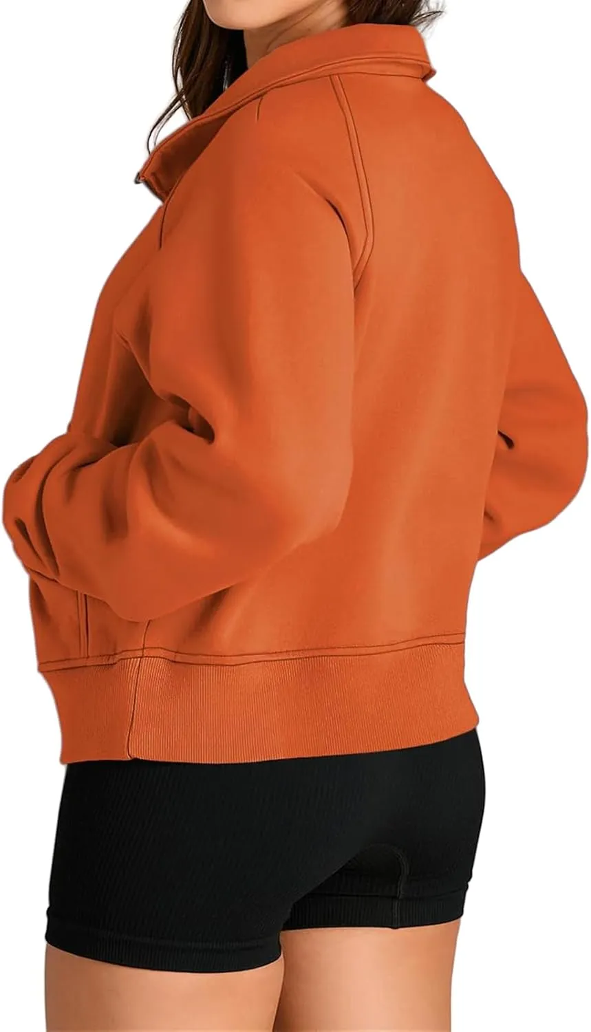 Womens Sweatshirts Half Zip Cropped Pullover Fleece Quarter Zipper Hoodies Y2k Fashion Outfit Fall Clothes with Pocket