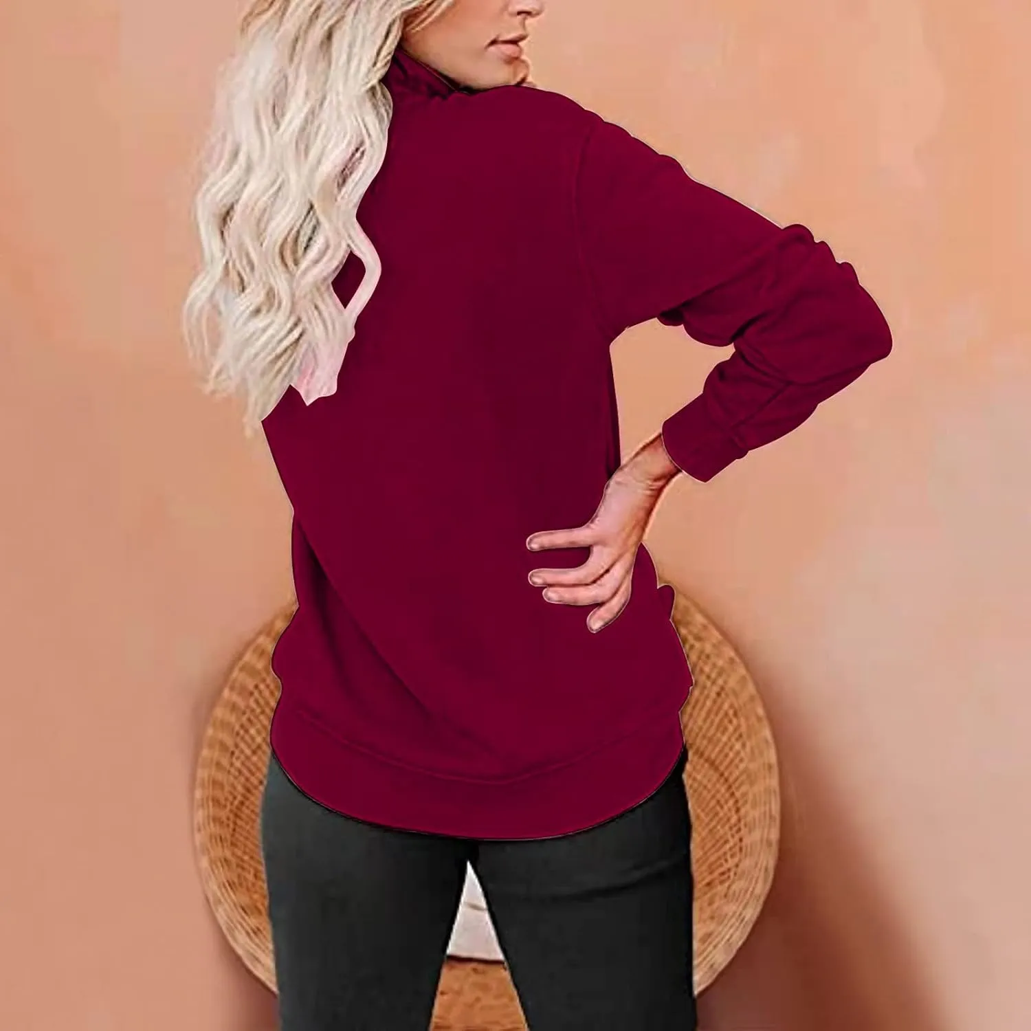Womens Sweatshirts Quarter Zipper Cropped Hoodies Half Zip Pullover Warm Round Neck 2024 Y2K Fall Outfits