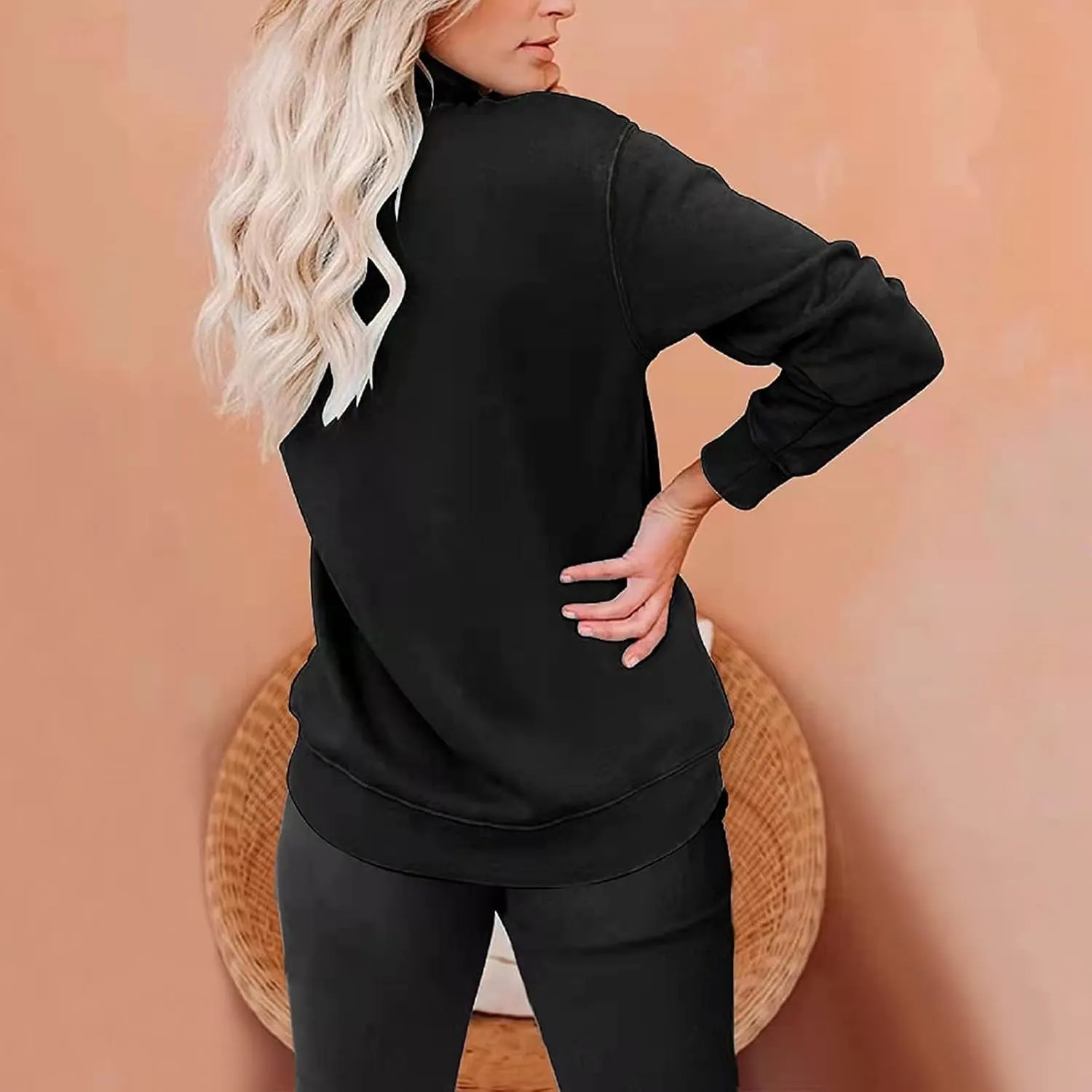 Womens Sweatshirts Quarter Zipper Cropped Hoodies Half Zip Pullover Warm Round Neck 2024 Y2K Fall Outfits