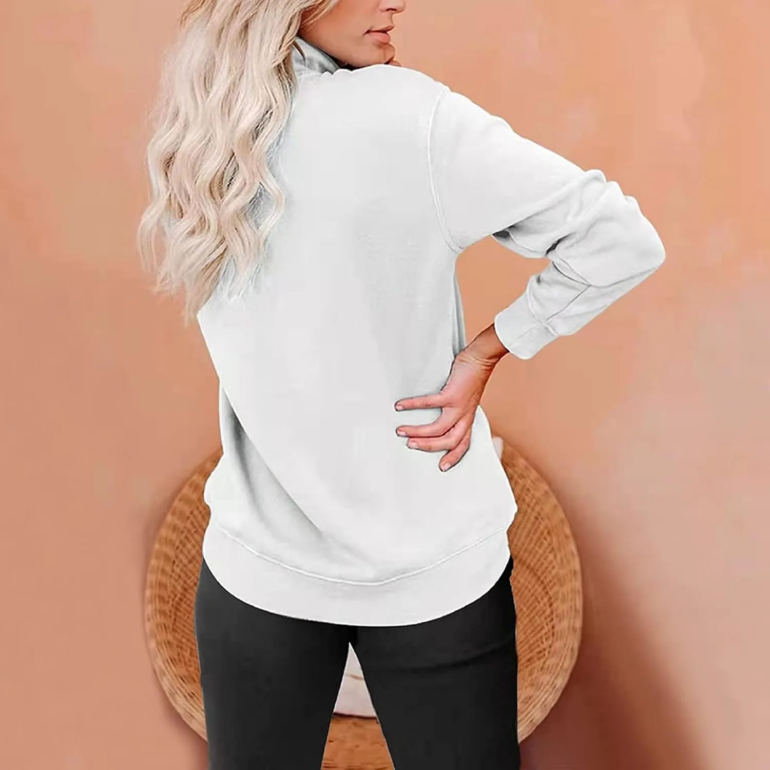 Womens Sweatshirts Quarter Zipper Cropped Hoodies Half Zip Pullover Warm Round Neck 2024 Y2K Fall Outfits