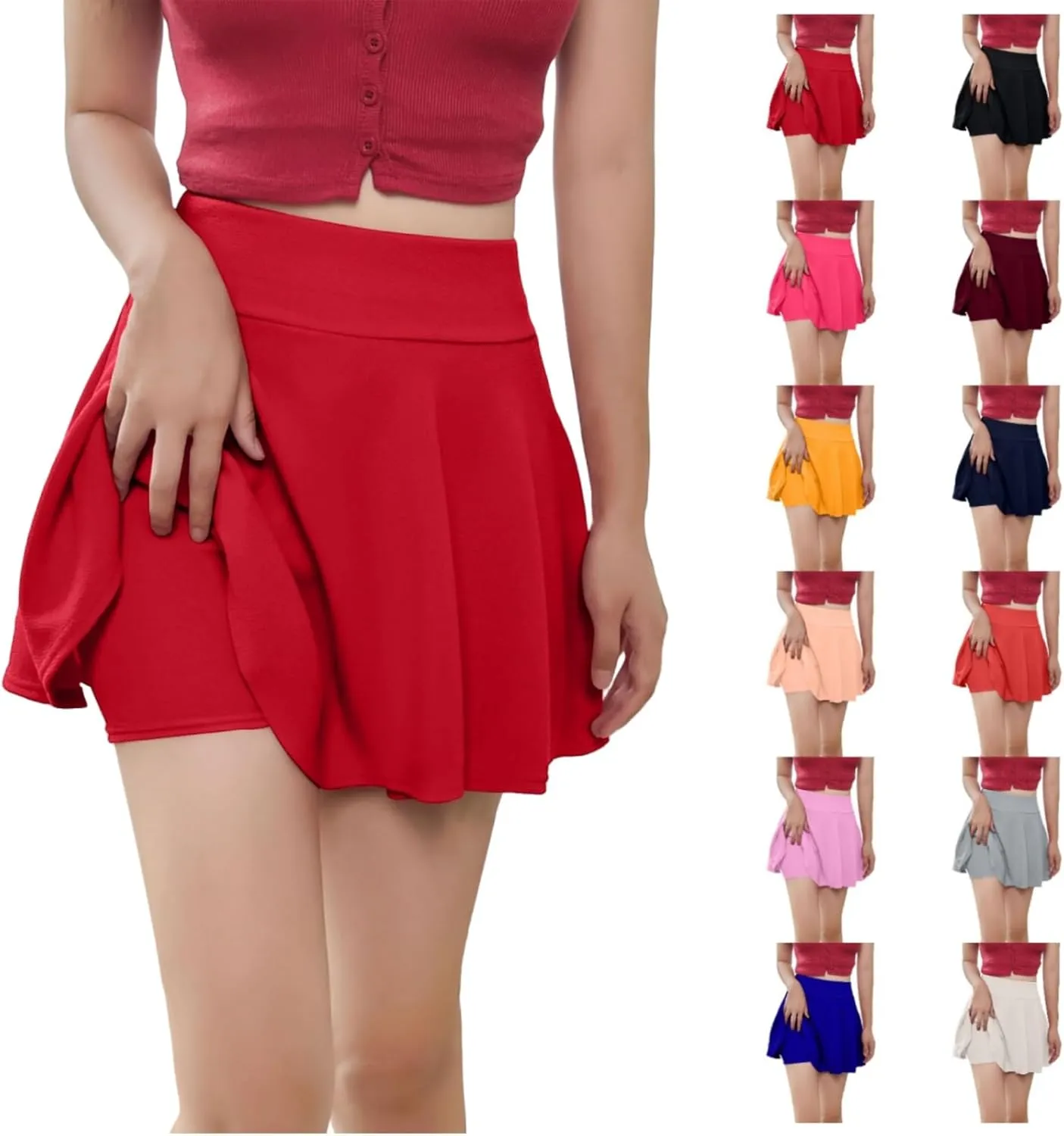 Womens Tennis Skirts with Shorts Pleated Athletic Skorts with Pocket High Waisted Golf Skort for Workout Pickleball