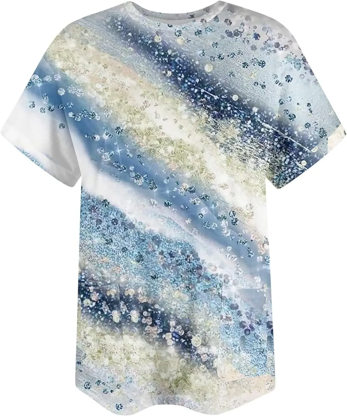 Womens Tops Women's Oversized T Shirts Summer Short Sleeve Loose Fit Casual Crewneck Print Tunic Tops with Pockets