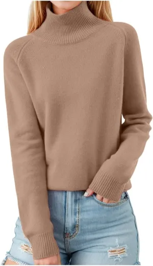 Women's Turtleneck Basic Sweaters 2024 Fall Winter Warm Ribbed Knitted Sweater Fashion Casual Long-Sleeve Jumper Tops