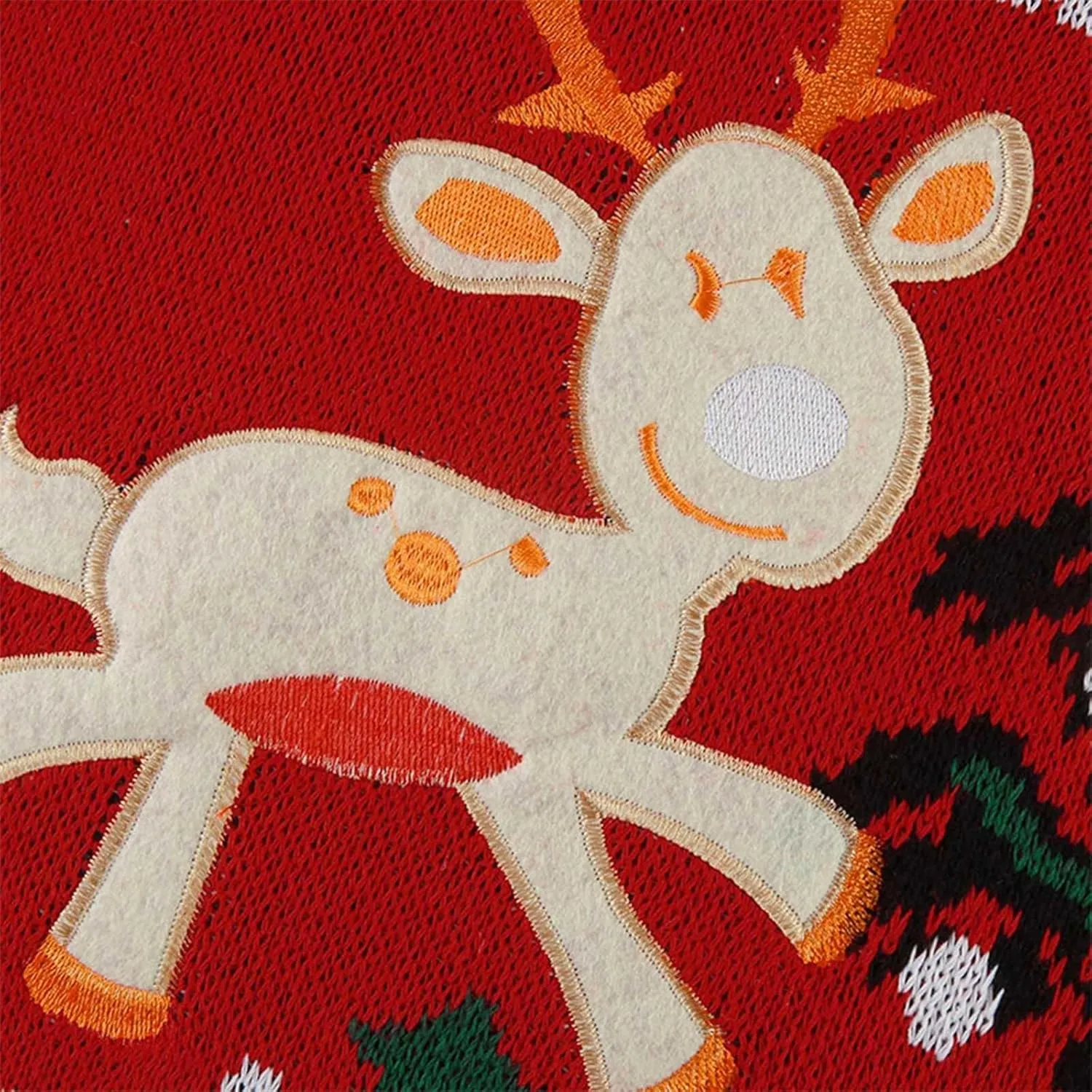 Women's Ugly Christmas Sweater Knitted Tops Cartoon Sweater Embroidered Bear, S-XL