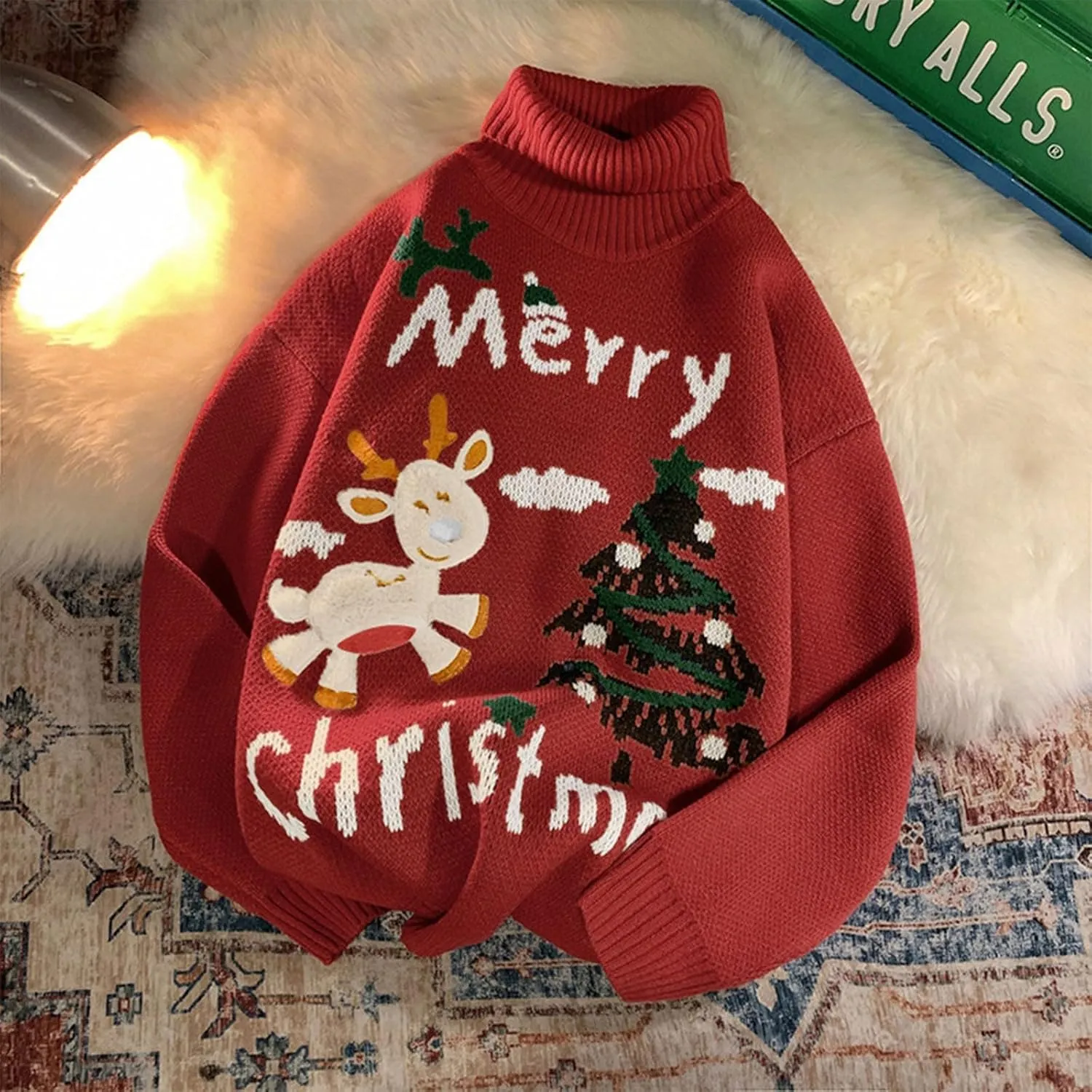 Women's Ugly Christmas Sweater Knitted Tops Cartoon Sweater Embroidered Bear, S-XL