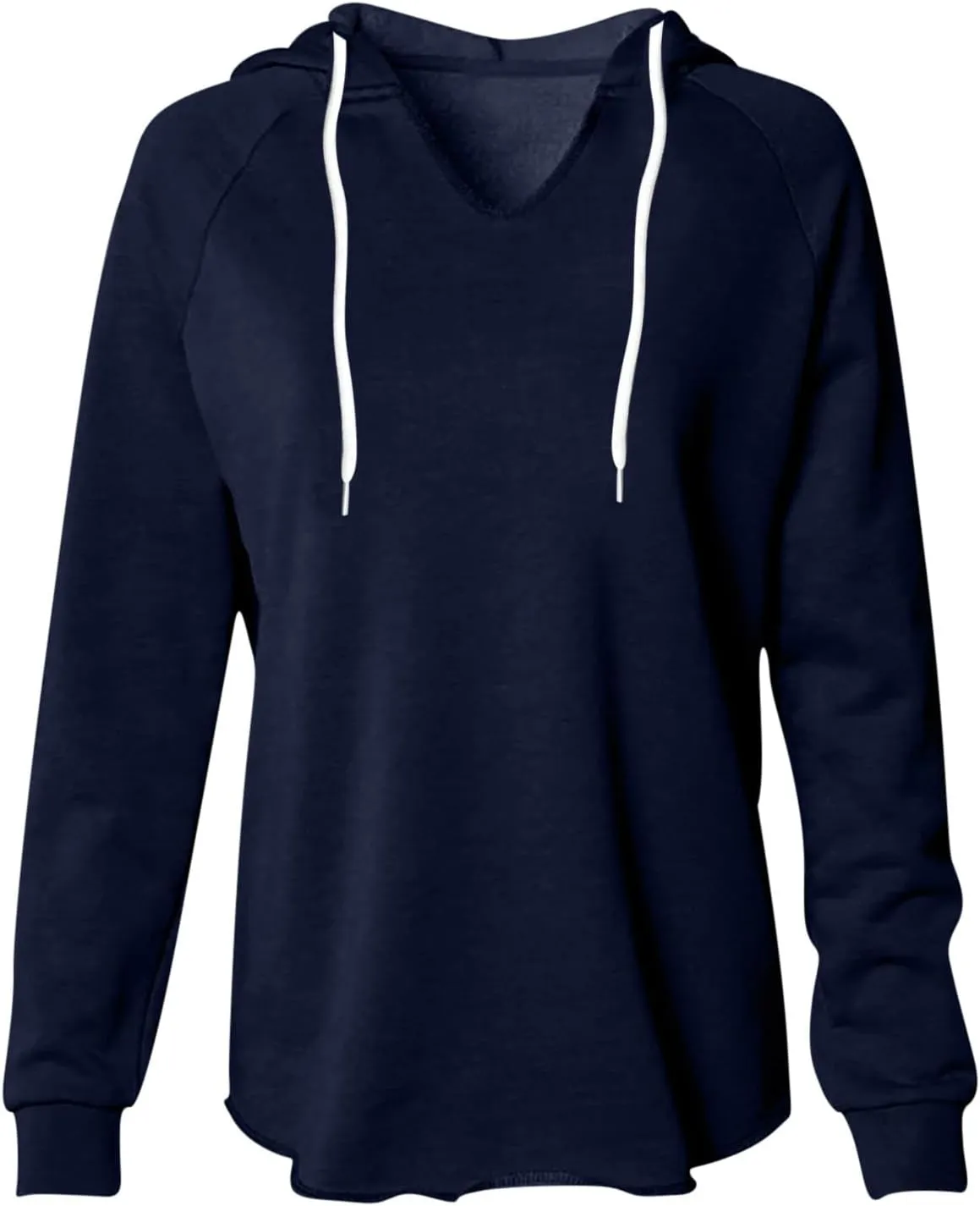 Women's V Neck Hoodies Solid Color Fleece Long Sleeve Pullover Tops Lightweight Drawstring Hooded Sweatshirt Clothes