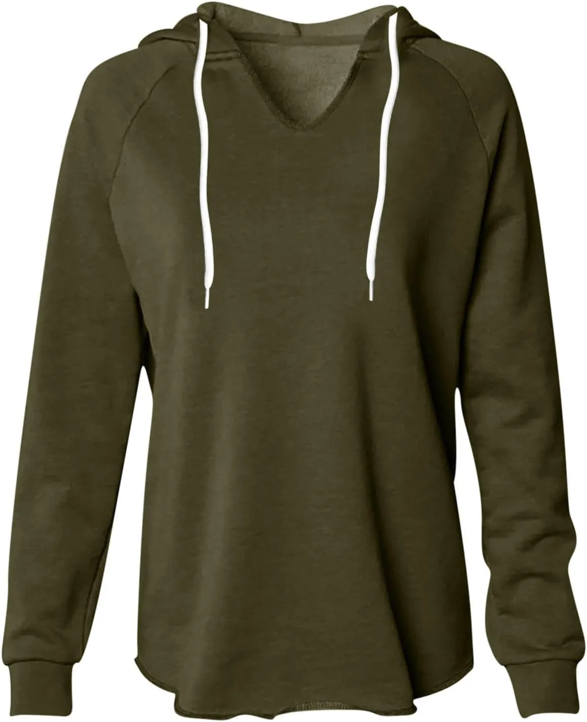 Women's V Neck Hoodies Solid Color Fleece Long Sleeve Pullover Tops Lightweight Drawstring Hooded Sweatshirt Clothes
