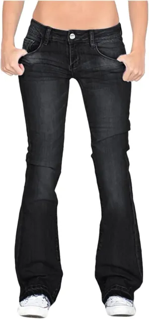Women's Vintage Flare Jeans High Waist Stretch Denim Bell Bottoms Jeans Retro Bell-Bottomed Pants Plus Size
