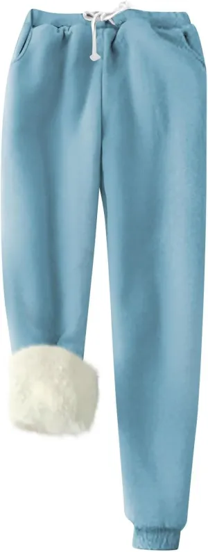 Women's Warm Sherpa Lined Athletic Sweatpants Jogger Fleece Pants
