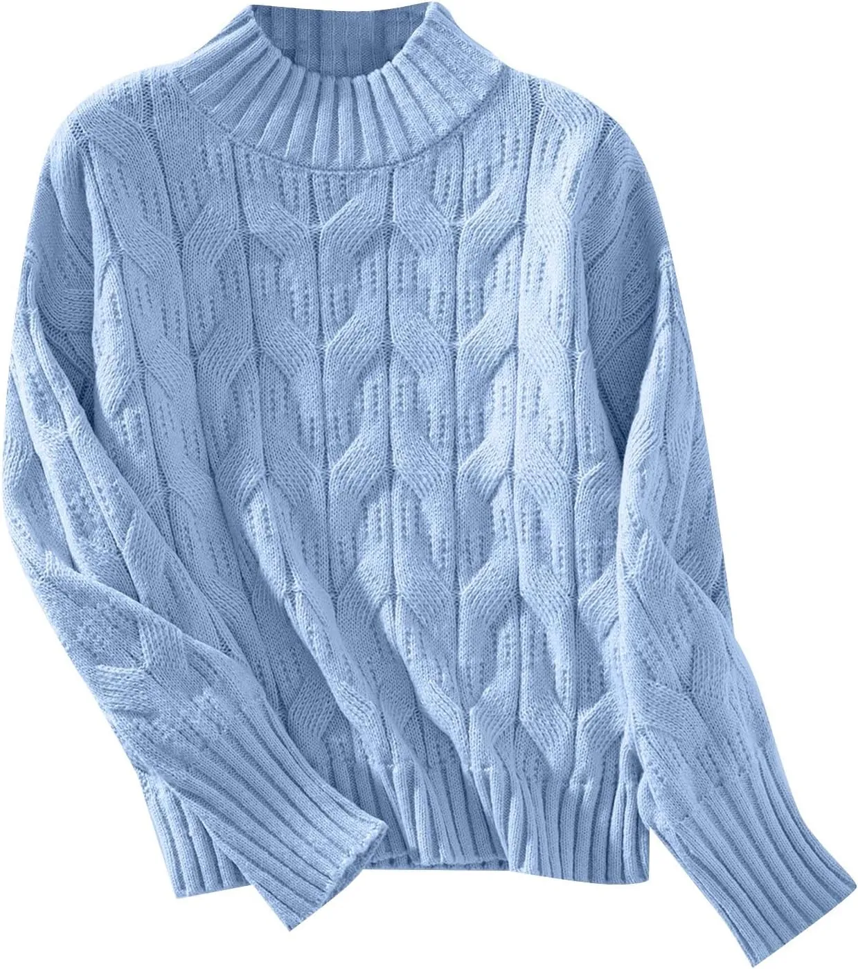 Women's Warm Sweaters Soft Knit Pullover Tops Chunky Knit Sweater 2024 Crewneck Knitwear Travel Pullover Night
