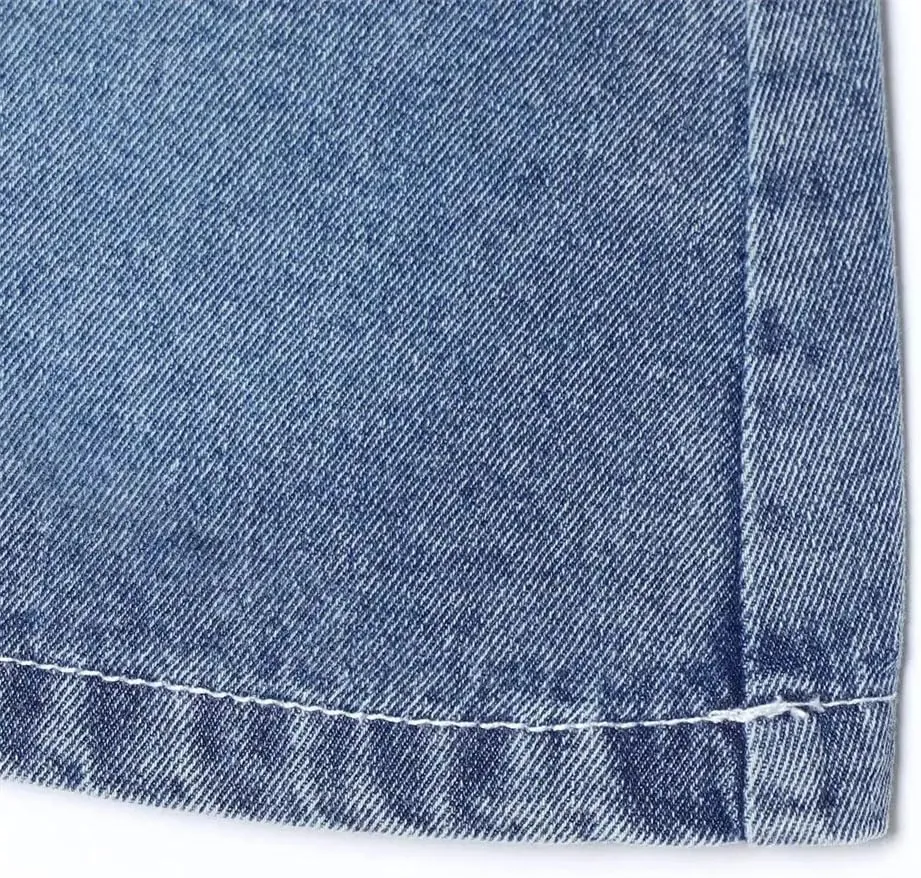 Women's Washed Vintage High Waist Pocket Button Denim Mini Skirts Asymmetrical Hem Summer Denim Skirts