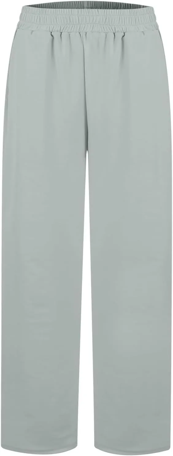 Womens Wide Leg Sweatpants Casual High Waisted Flare Sweatpants with Pocket Baggy Lightweight Yoga Pants