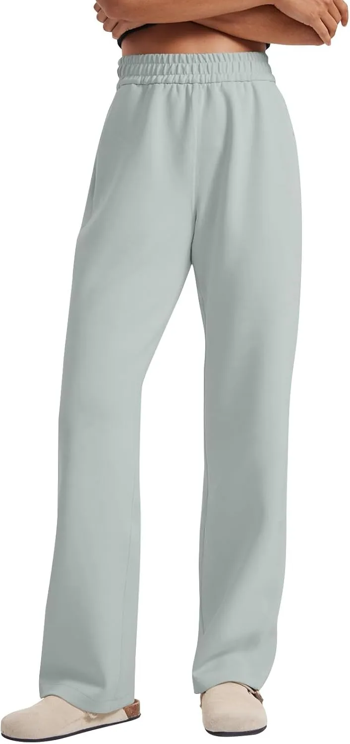 Womens Wide Leg Sweatpants Casual High Waisted Flare Sweatpants with Pocket Baggy Lightweight Yoga Pants