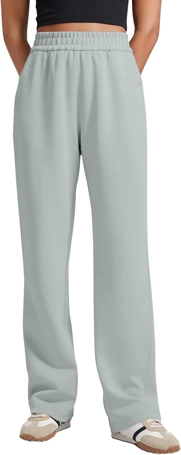 Womens Wide Leg Sweatpants Casual High Waisted Flare Sweatpants with Pocket Baggy Lightweight Yoga Pants