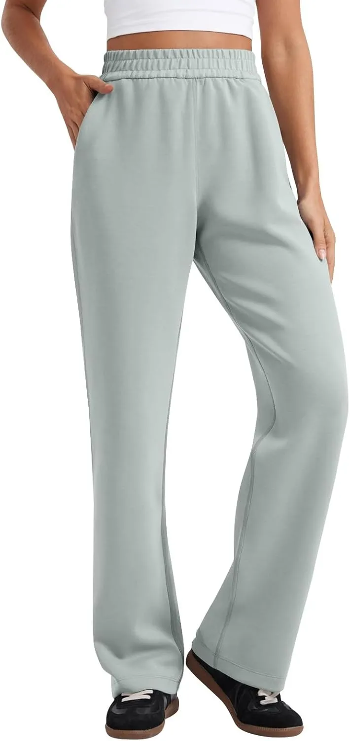 Womens Wide Leg Sweatpants Casual High Waisted Flare Sweatpants with Pocket Baggy Lightweight Yoga Pants