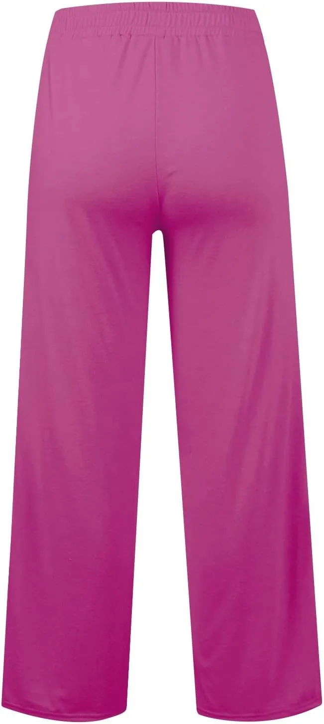 Womens Wide Leg Sweatpants Casual Loose Solid Color Sweat Pants Comfy Lounge Joggers High Waisted Baggy Joggers
