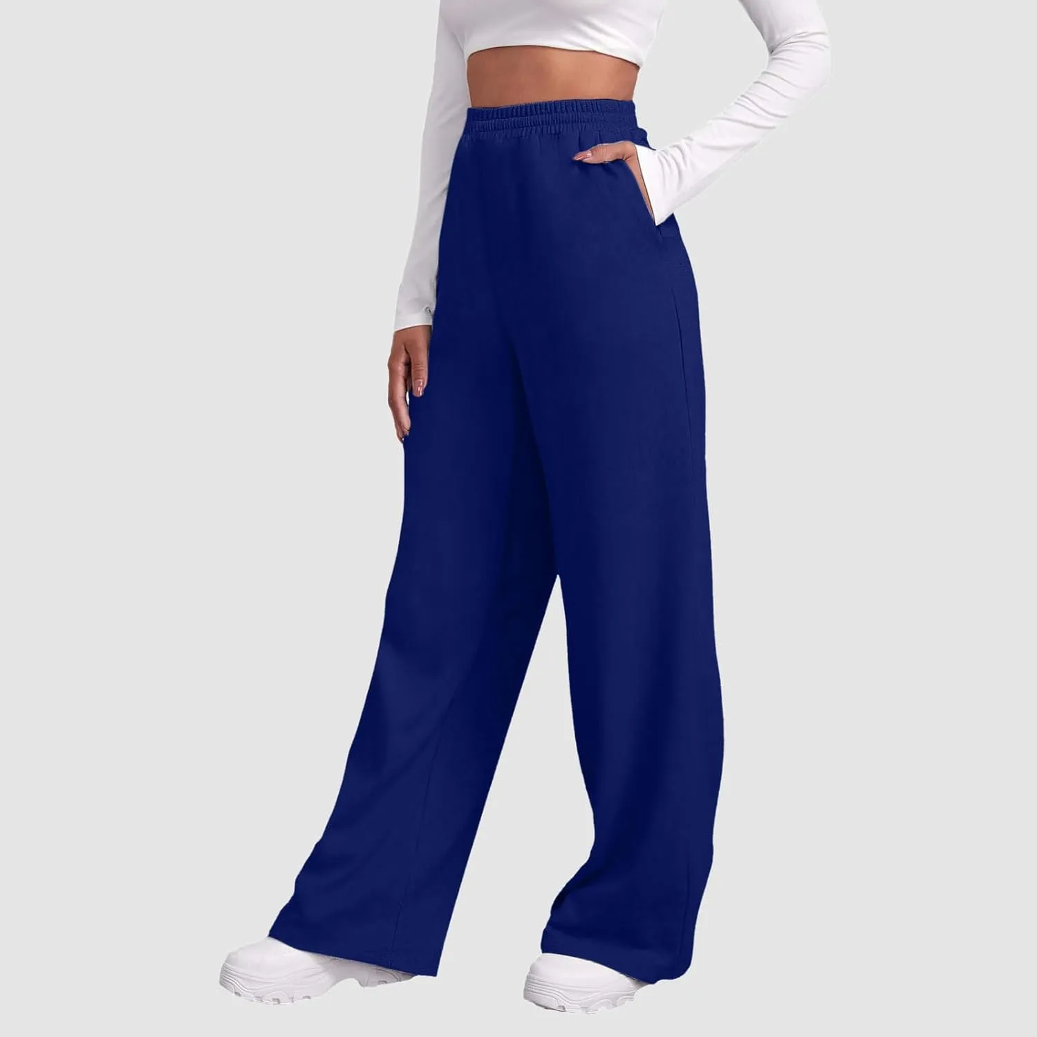 Women's Wide Leg Sweatpants Fleece Lined Pants Baggy Straight Leg Lounge Pants Fall Outfits Athletic Joggers Pants