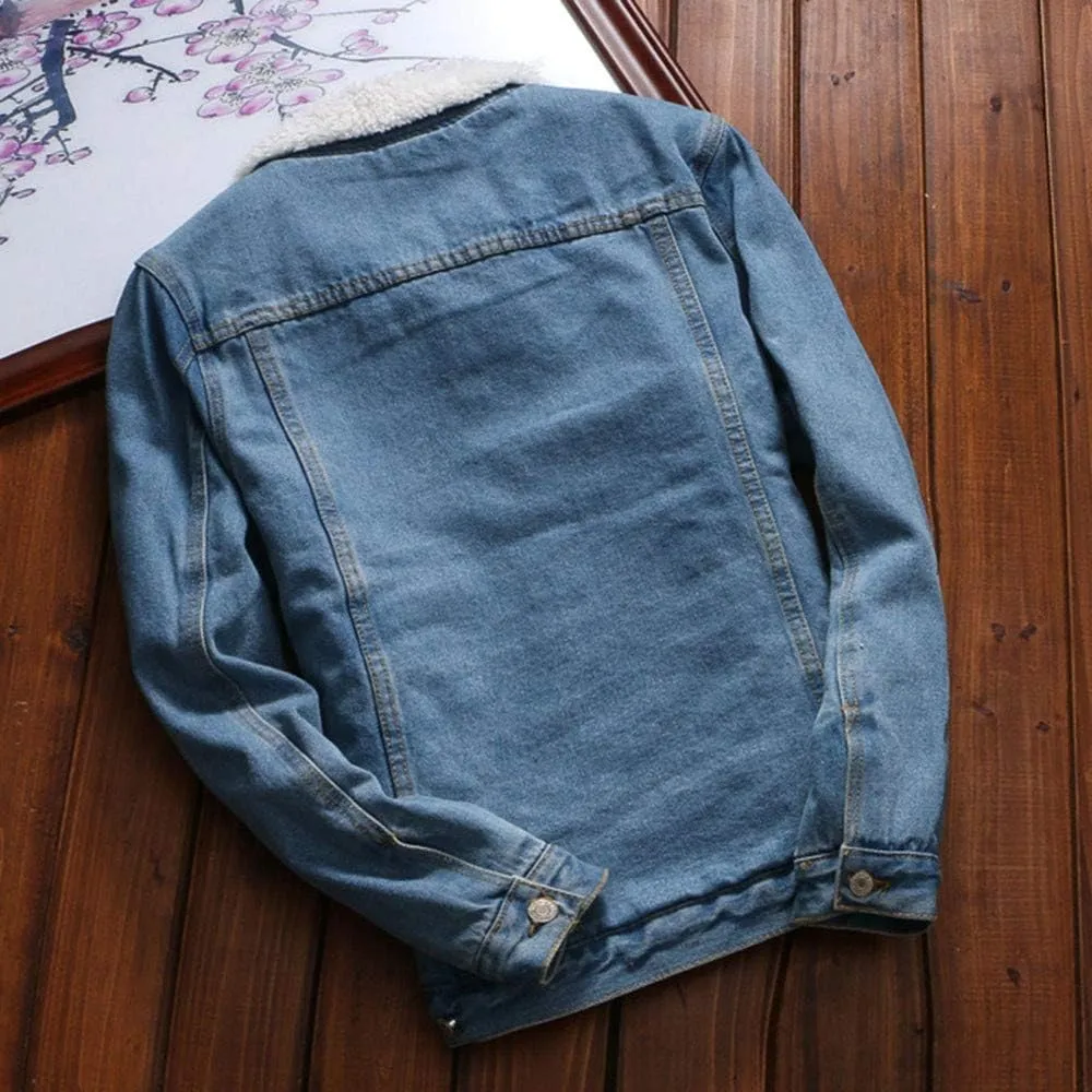 Women's Winter Denim Jackets Faux Fur Lined Warm Coats Sherpa Fur Fleece Lined Thicken Denim Trucker Jacket Coat