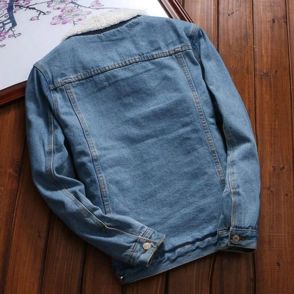 Women's Winter Denim Jackets Faux Fur Lined Warm Coats Sherpa Fur Fleece Lined Thicken Denim Trucker Jacket Coat