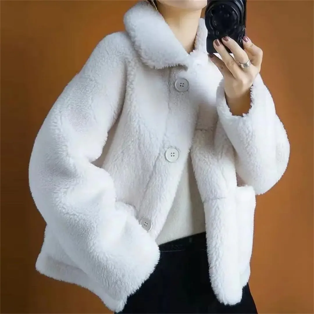 Women's Winter Wool Blend Jacket Short Loose Jackets