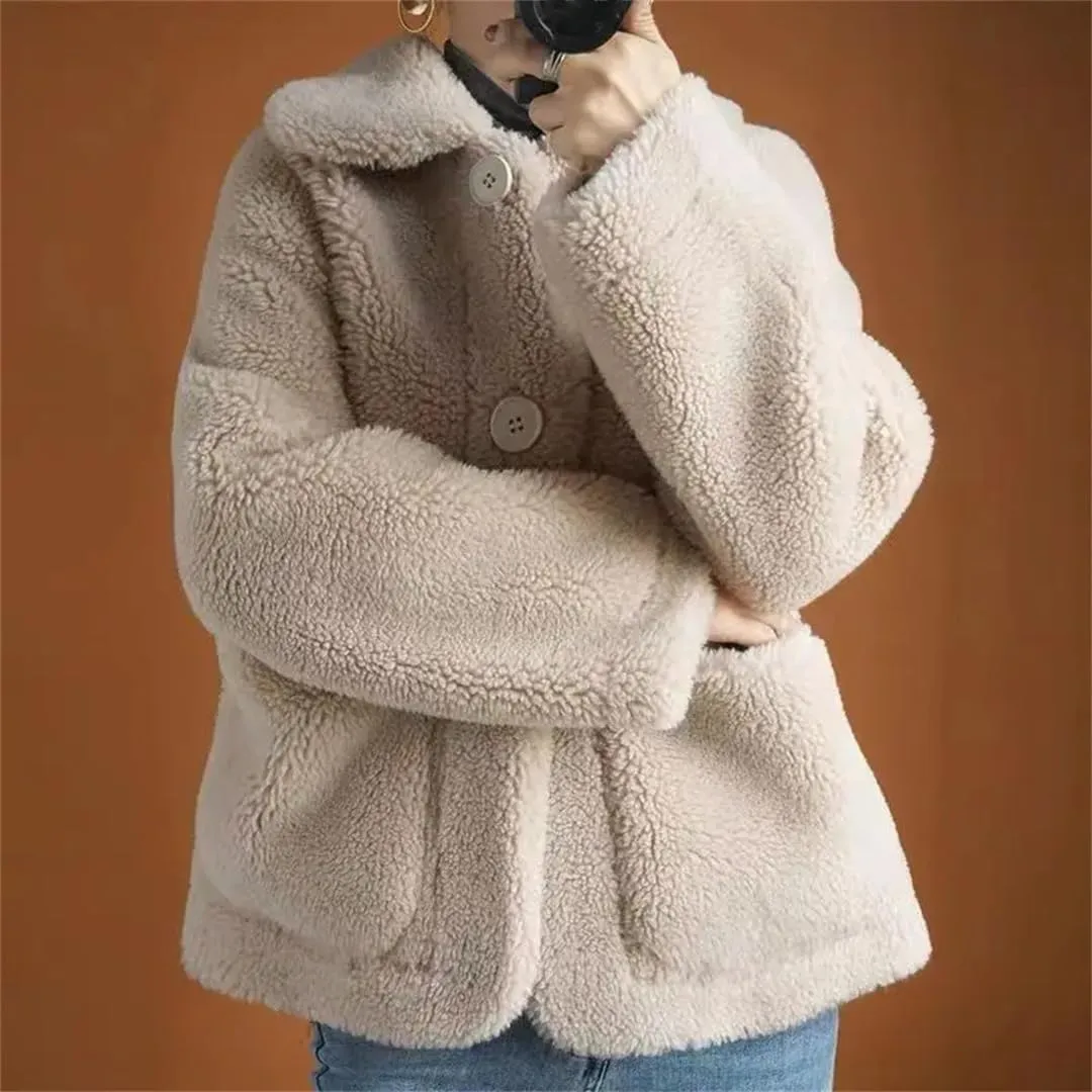 Women's Winter Wool Blend Jacket Short Loose Jackets
