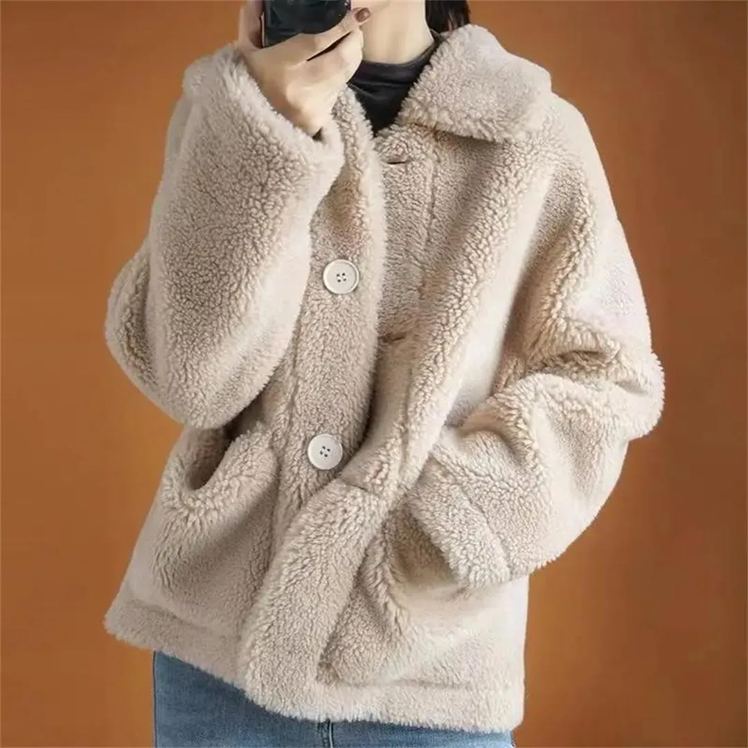 Women's Winter Wool Blend Jacket Short Loose Jackets