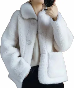 Women's Winter Wool Blend Jacket Short Loose Jackets