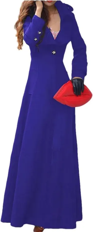 Women's Winter Wool Blend Slim Long Warm Coat Jacket