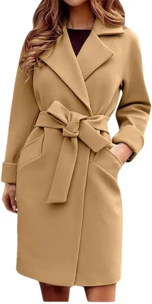 Women's Winter Wool Blend Slim Long Warm Coat Jacket